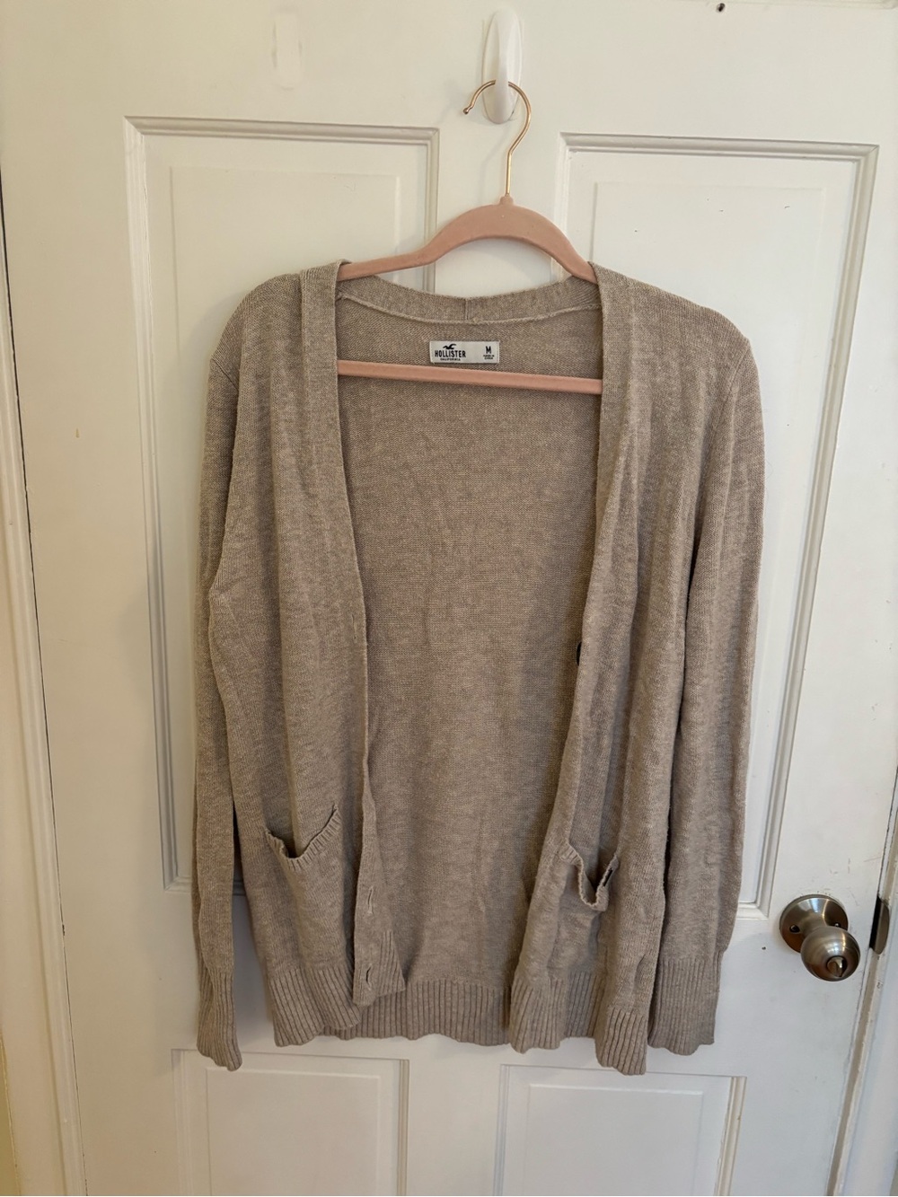 Hollister Beige Open-Front Women's Cardigan Sweater Size Medium